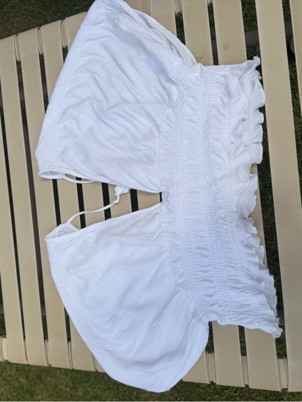 mahina White Smocked Tank with Tie Straps